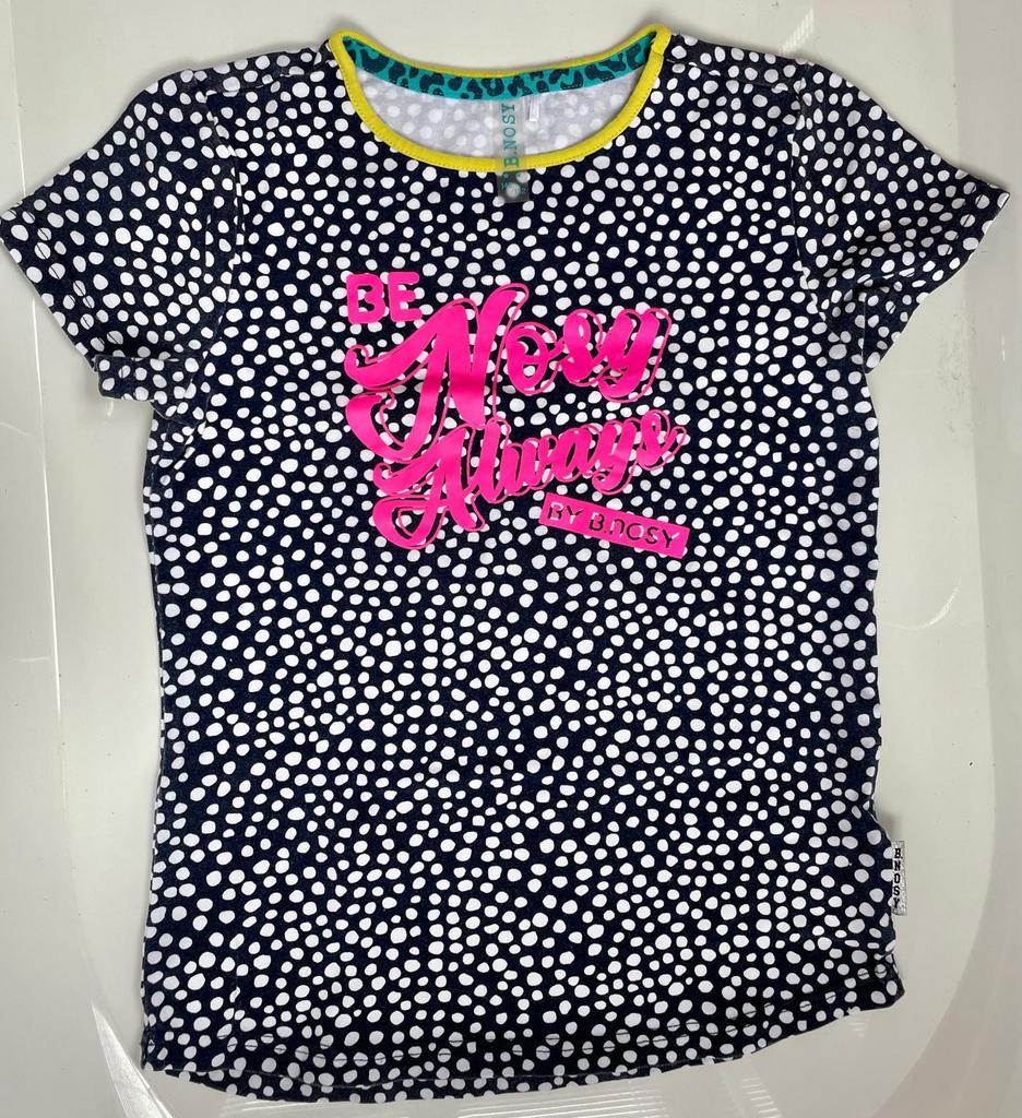B.Nosy T-zomers shirtje met stippen en roze opdruk maat 146, Verzenden, Zo goed als nieuw, Meisje, Shirt of Longsleeve