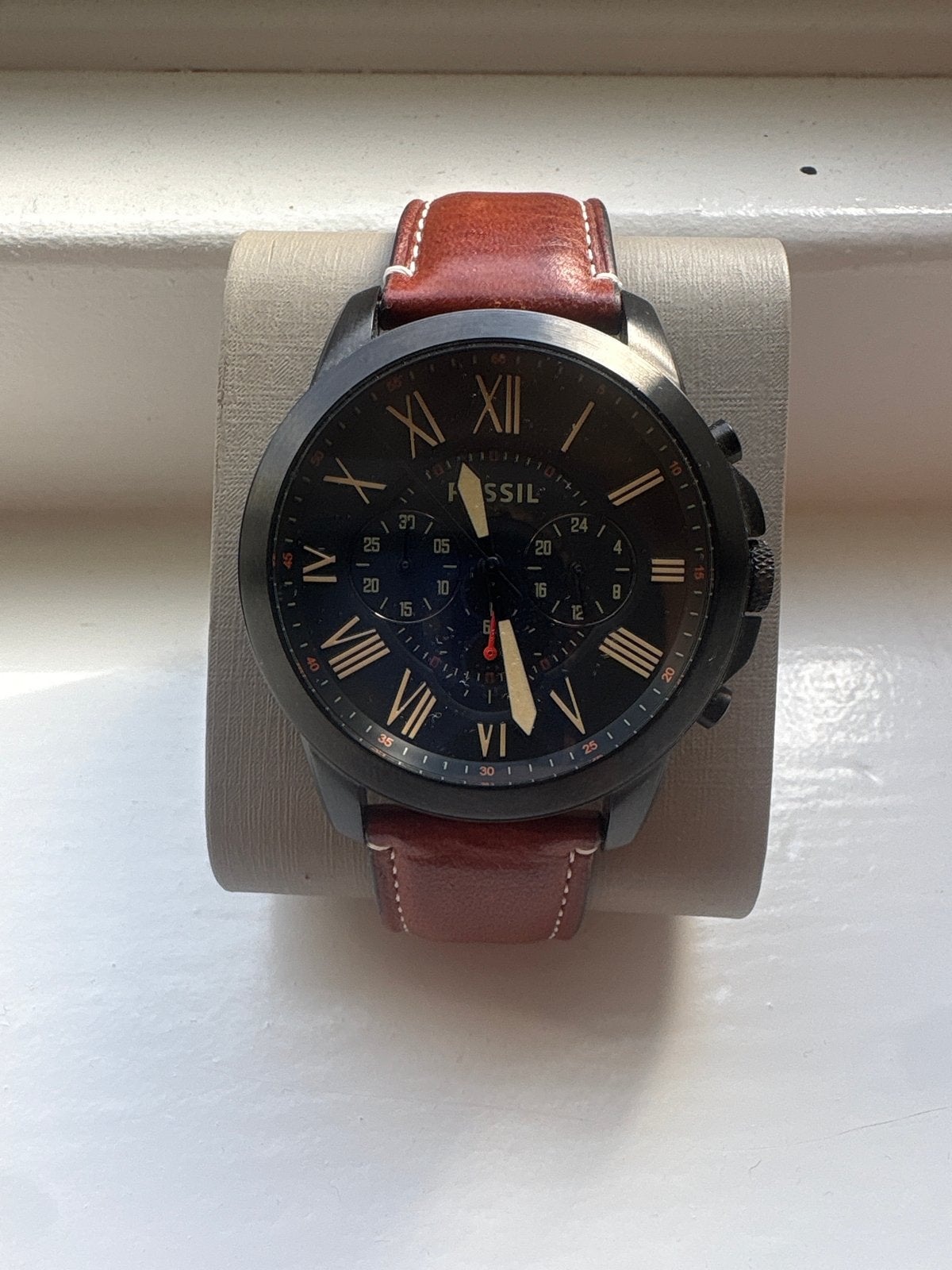 Fossil horloge - Zo goed als nieuw met originele doos, Overige merken, Leer, Staal, Polshorloge