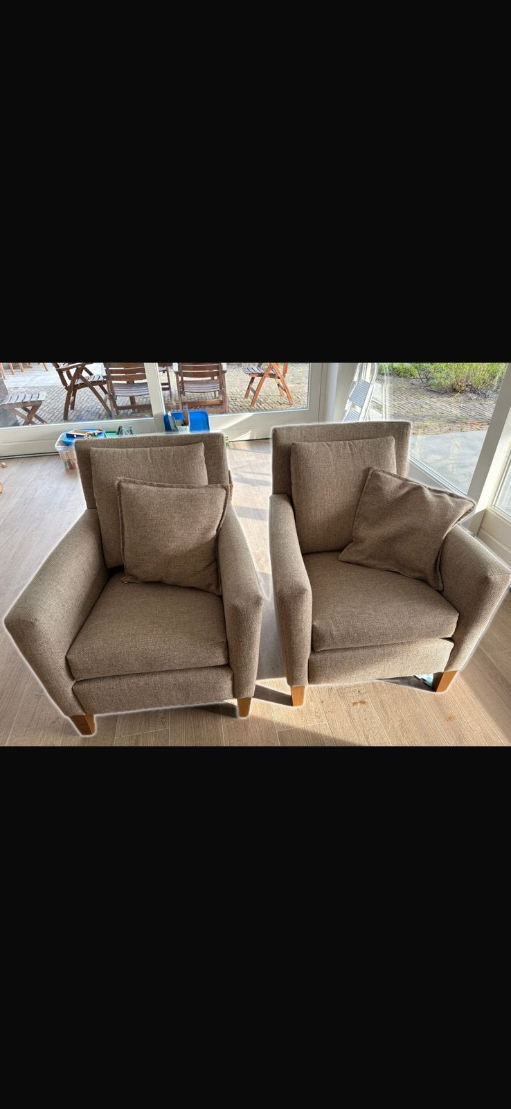 Gratis af te halen 2 faiteuils beige, Huis en Inrichting, Ophalen, Gebruikt, 75 tot 100 cm, Stof