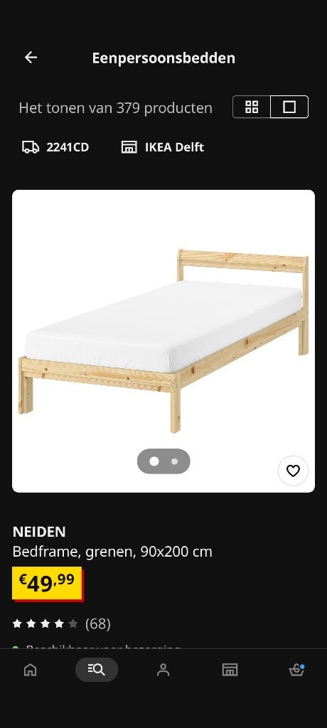 Grenen bed Neiden IKEA met lattenbodem, Ophalen, Gebruikt, 90 cm, 200 cm