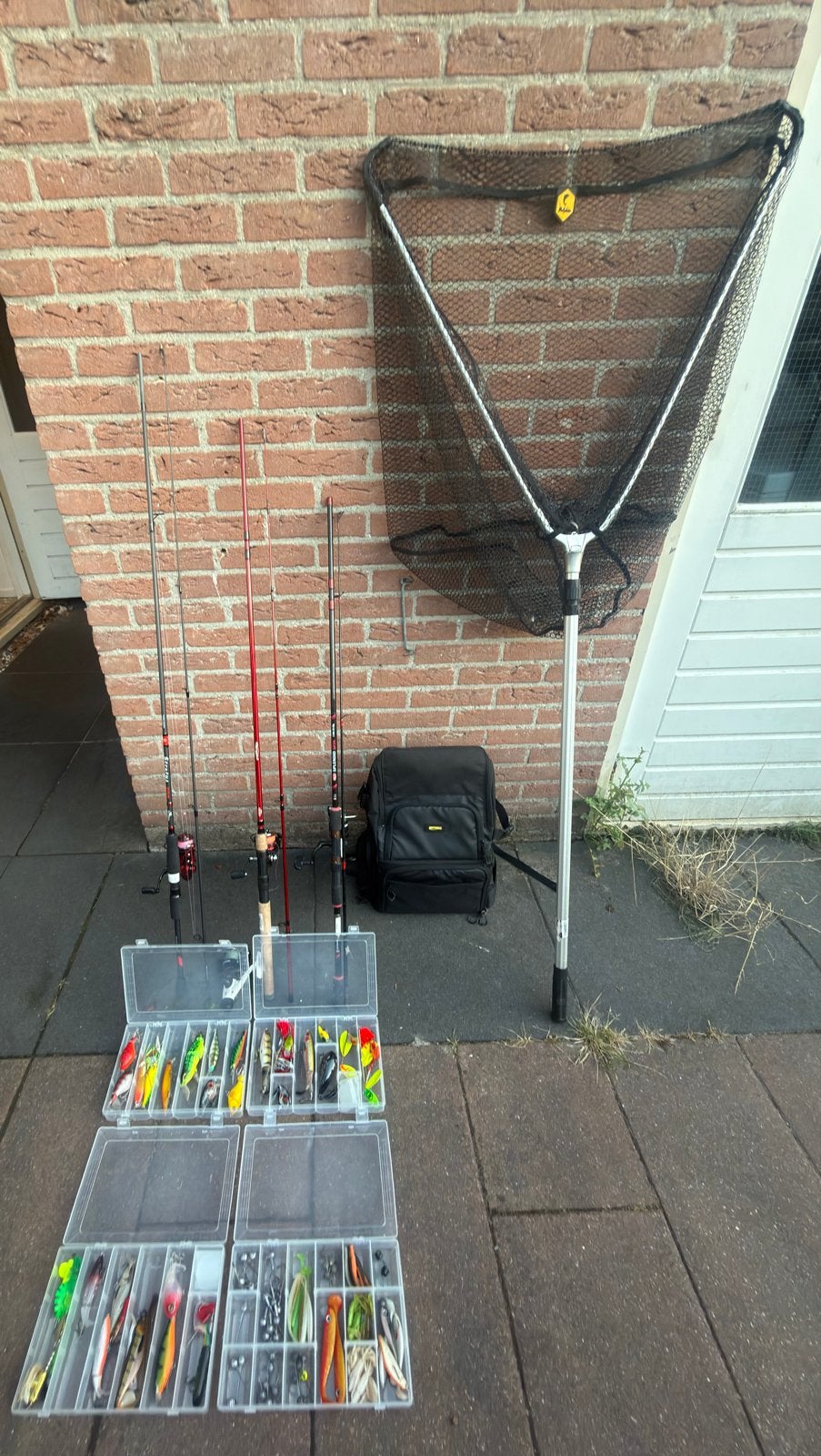 Complete Snoek Visset: Hengels, Kunstaas, Schepnet & Tas, Ophalen, Gebruikt, Werphengel