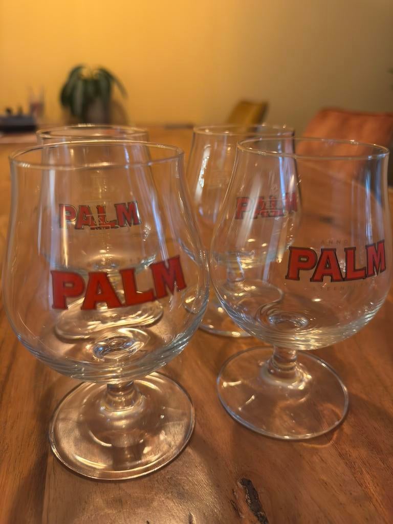 Vier bierglazen van Palm, Ophalen of Verzenden, Zo goed als nieuw, Bierglas