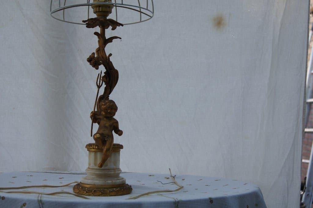 Tafellamp met marmeren voet, Ophalen of Verzenden