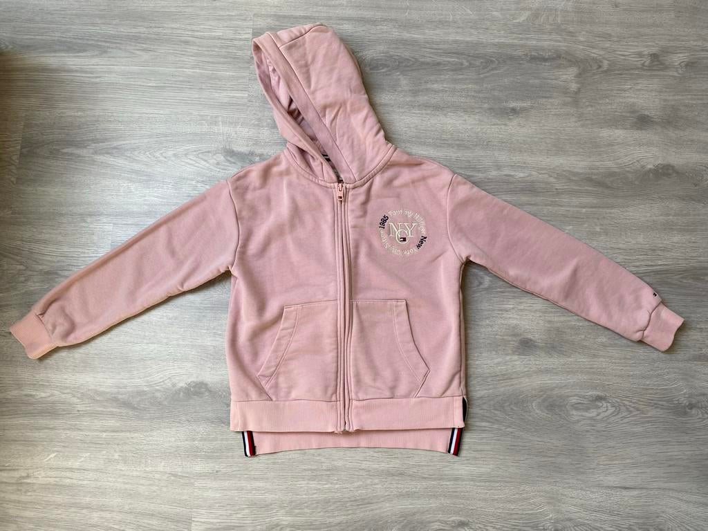 Tommy Hilfiger Roze Vest met Capuchon - Maat 128, Ophalen of Verzenden, Gebruikt, Meisje, Trui of Vest