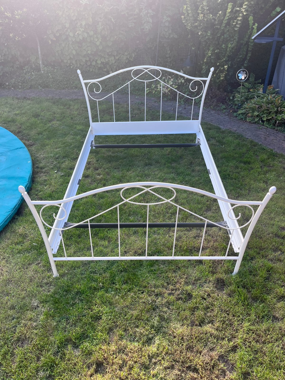 Romantisch metalen bedframe crème, Gebruikt, 210 cm, Romantisch, Tweepersoons