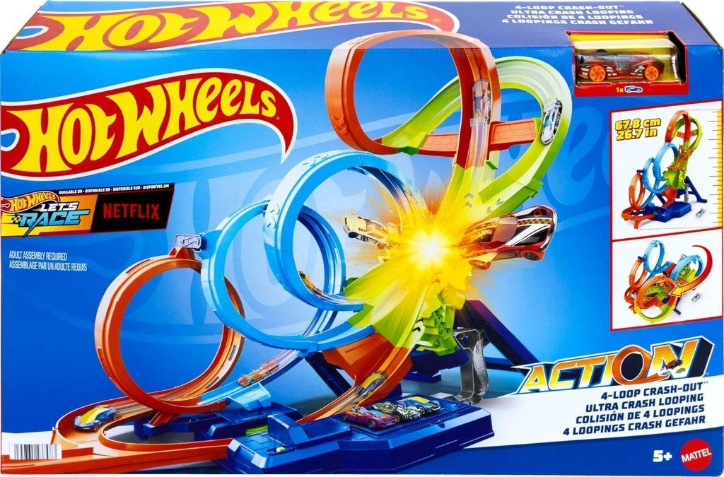 Hot Wheels 4-Loopings Crash Baanset - Racebaan, Kinderen en Baby's, Ophalen, Racebaan, Zo goed als nieuw, Hot Wheels