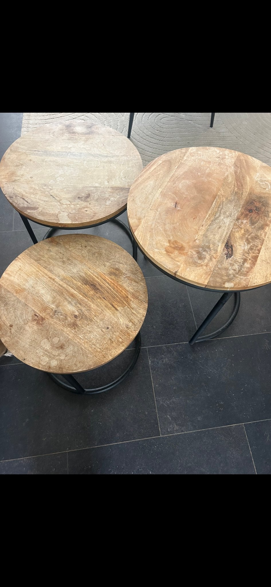 Set van 3 Mango Houten Salontafels, Huis en Inrichting, Tafels | Salontafels, Ophalen, Minder dan 50 cm, Gebruikt, 50 tot 100 cm