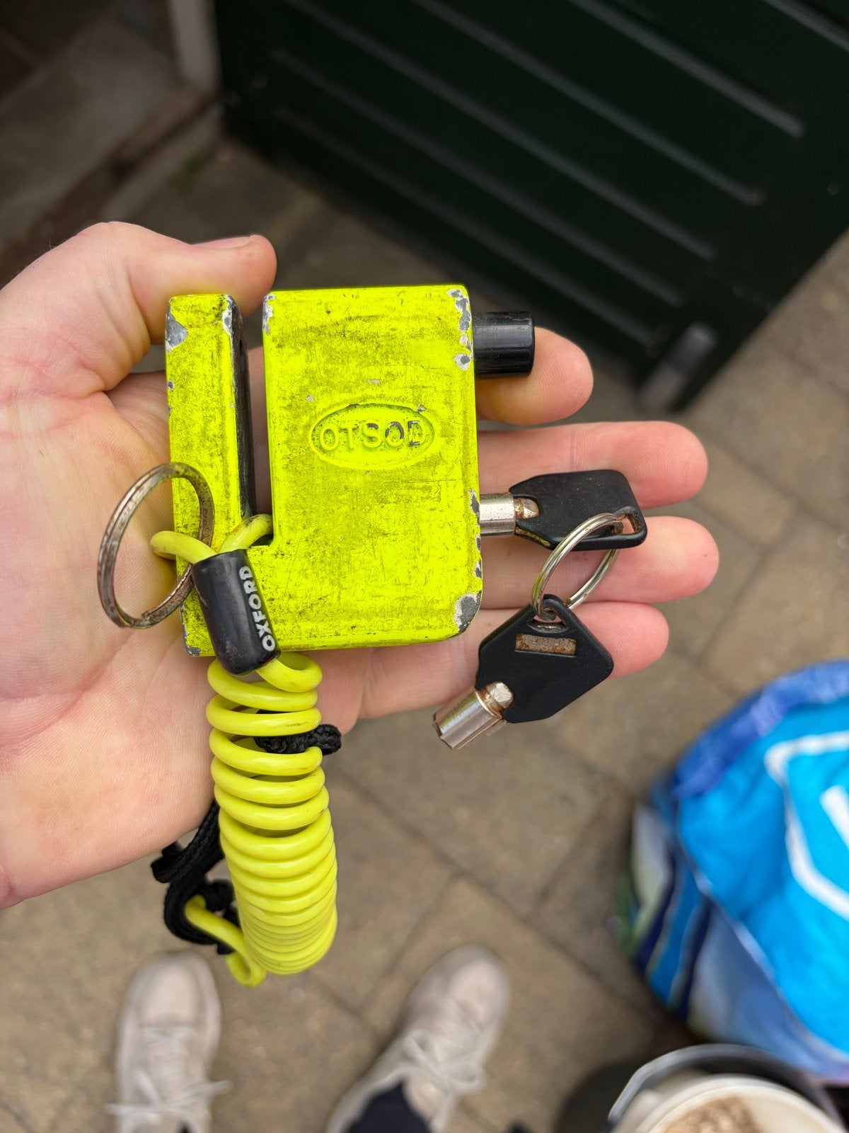 OTSOD schijfremslot met sleutels en herinneringskabel, Ophalen of Verzenden, Gebruikt