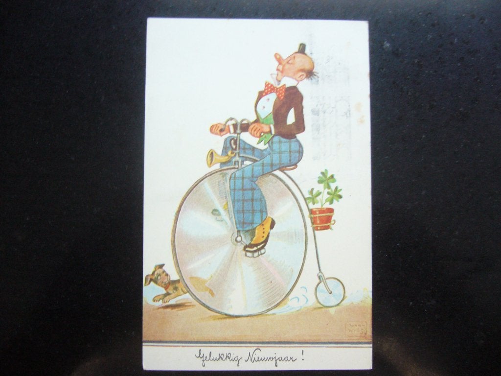 CLOWN - HOGE FIETS - HOND - PLANT   1946, Ophalen of Verzenden, 1940 tot 1960, Gelopen, Overige thema's