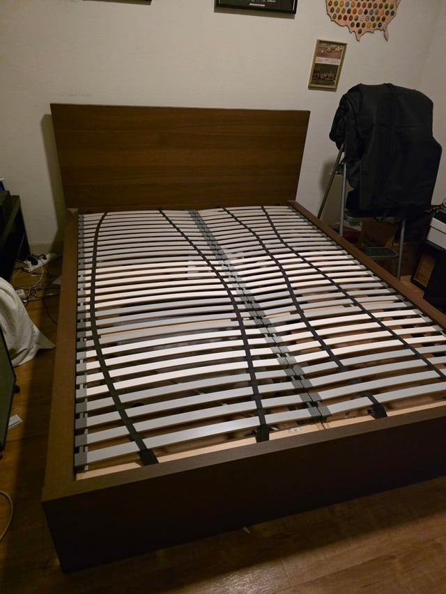 IKEA Malm bedframe 140x200, Gebruikt, Bruin, Tweepersoons, 200 cm