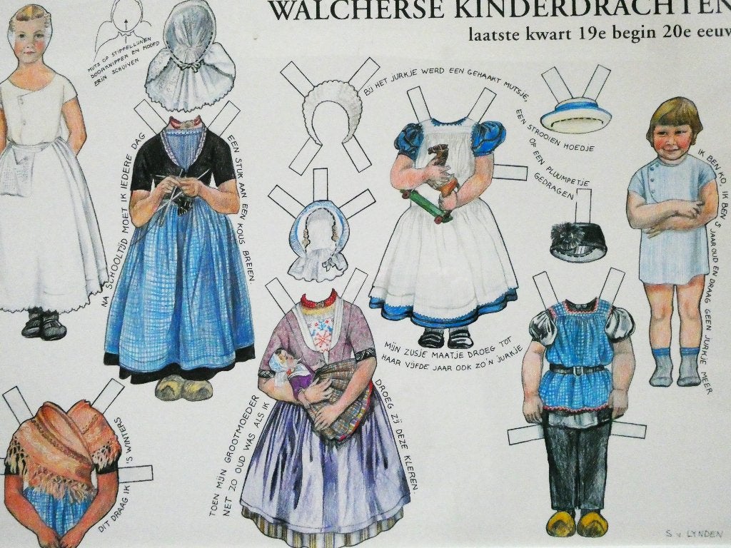 2 X Zeeuwse prent aankleedpop Walcherse klederdracht Zeeland, Antiek en Kunst, Ophalen of Verzenden