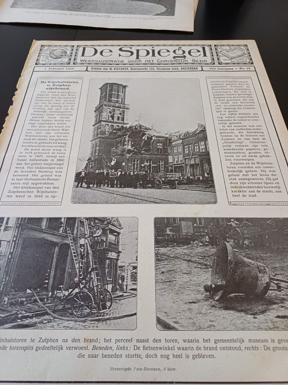 knipsel brand Wijnhuistoren Zutphen 1920, Ophalen of Verzenden, 1920 tot 1940, Knipsel(s)