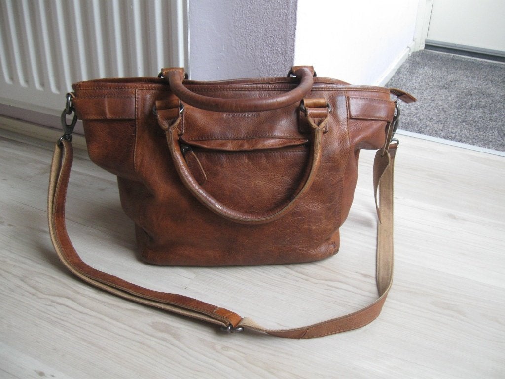 MICMACBAGS micmac GROTE leren tas shopper goede staat, Ophalen of Verzenden, Zo goed als nieuw, Bruin, Shopper
