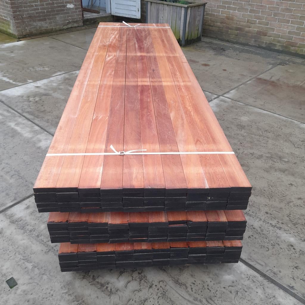 Hardhouten vlonderplanken, terrasplanken 2,7 x 9,5 x 350 cm, Ophalen, Nieuw, Hout