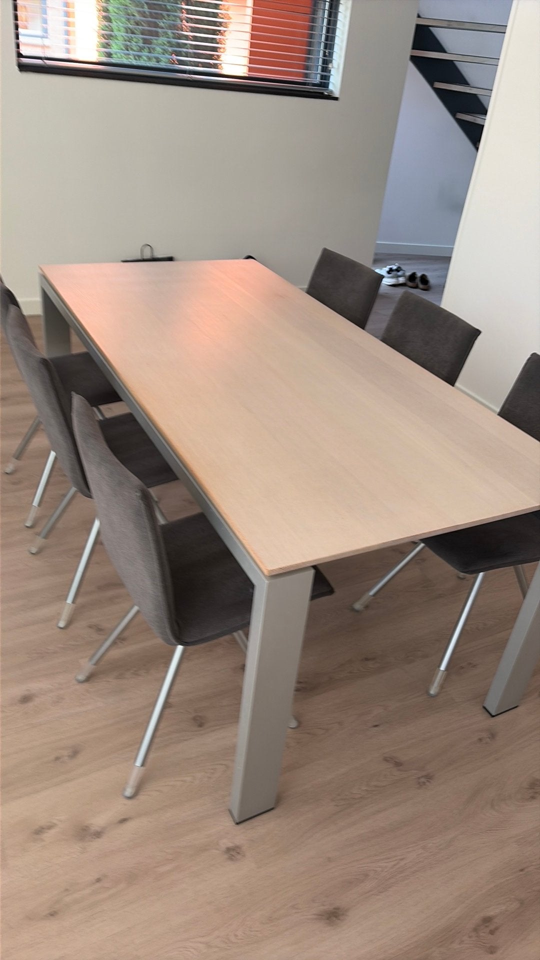 Eetkamertafel met 6 stoelen., Huis en Inrichting, Tafels | Eettafels, Gebruikt, Eikenhout, Vijf personen of meer, 150 tot 200 cm