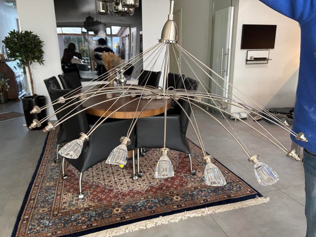Hanglamp met 20 lichtpuntjes met echt swarovski lampjes, Ophalen, Gebruikt, Metaal