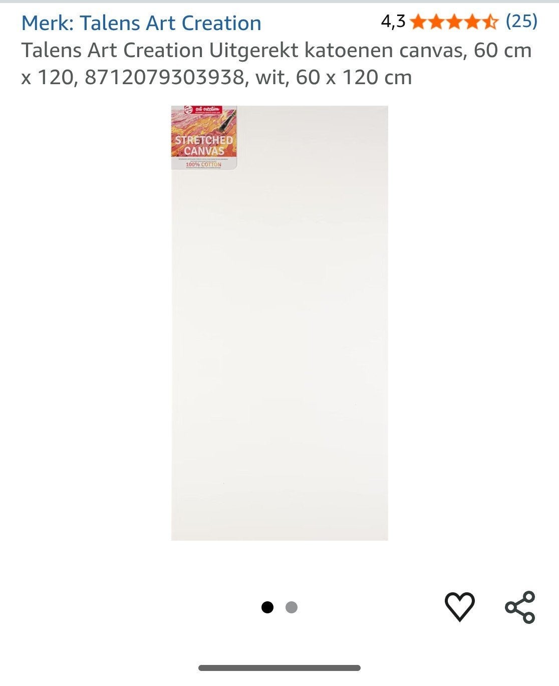 Schildersdoeken canvas Talens 60 x 120, Ophalen of Verzenden