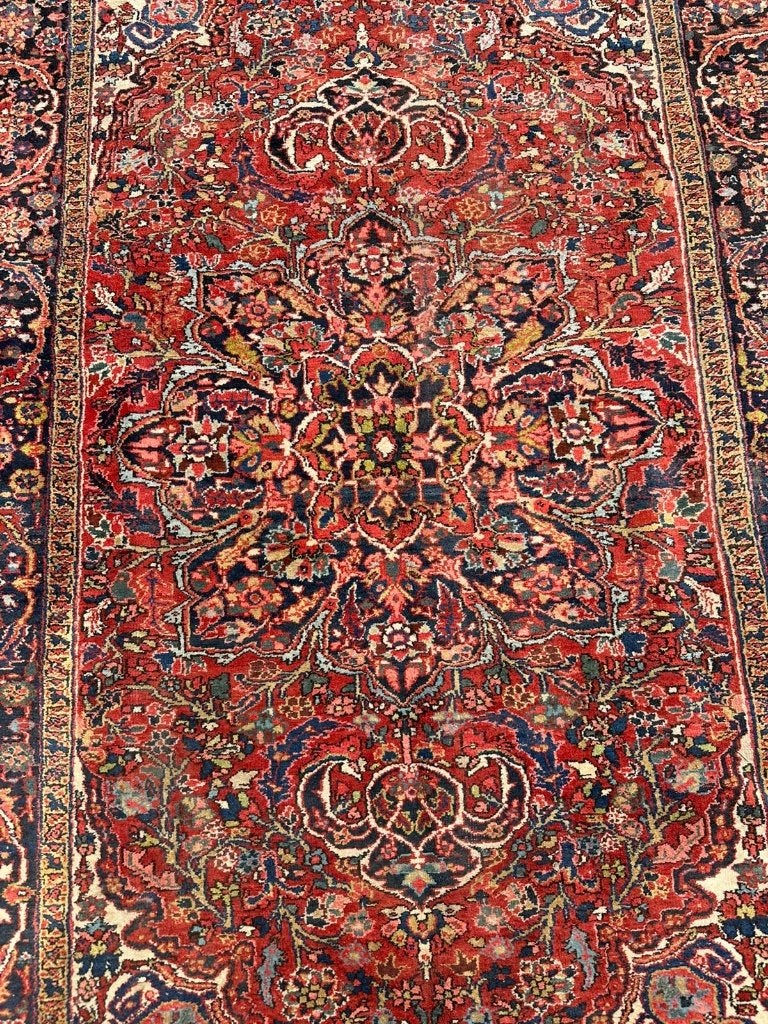 Prachtig Heriz tapijt 380290cm– krachtig geometrisch design, Wol, 200 cm of meer, Ophalen of Verzenden, Zo goed als nieuw