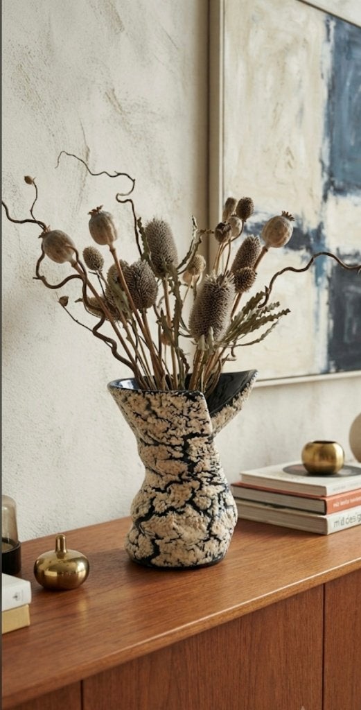 Vintage Design Vaas - Sculpturale Vorm - Glazuur (20 cm), Antiek en Kunst, Ophalen of Verzenden