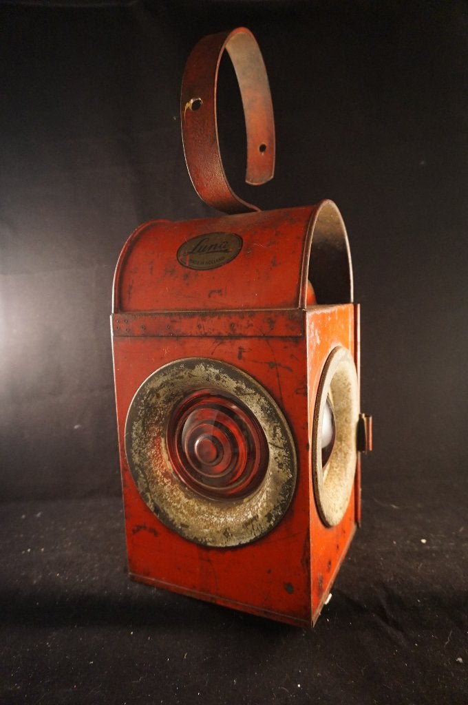 Vintage Luna wegwerkerslamp of seinlamp uit Nederland, Ophalen of Verzenden, Gebruikt, Trein, Overige typen