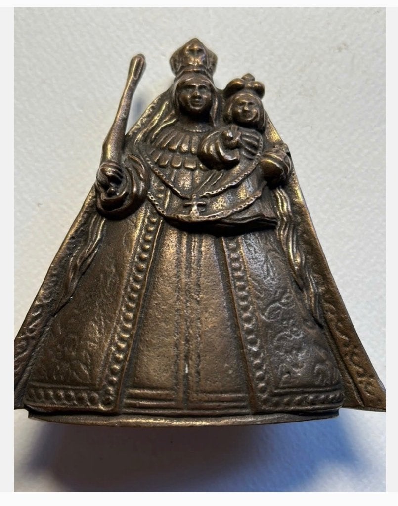 Zwaar bronzen beeld maagd maria, kindje Jezus Scepter Kroon,, Ophalen of Verzenden