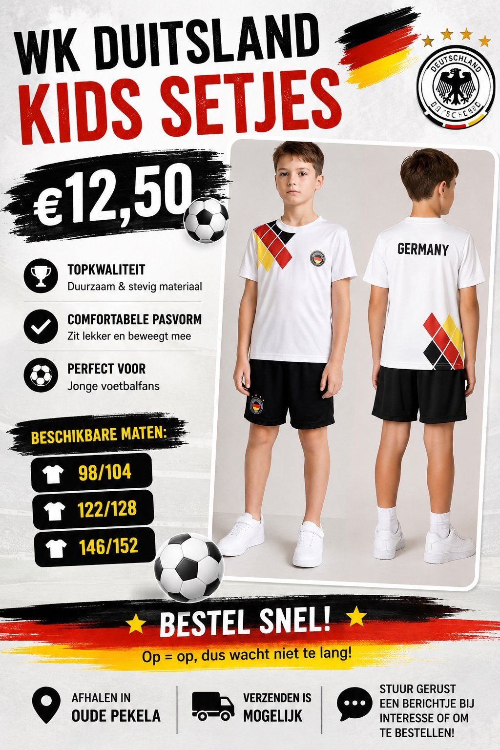 Voetbal setje duitsland, Maat XS of kleiner, Ophalen of Verzenden, Nieuw, Set