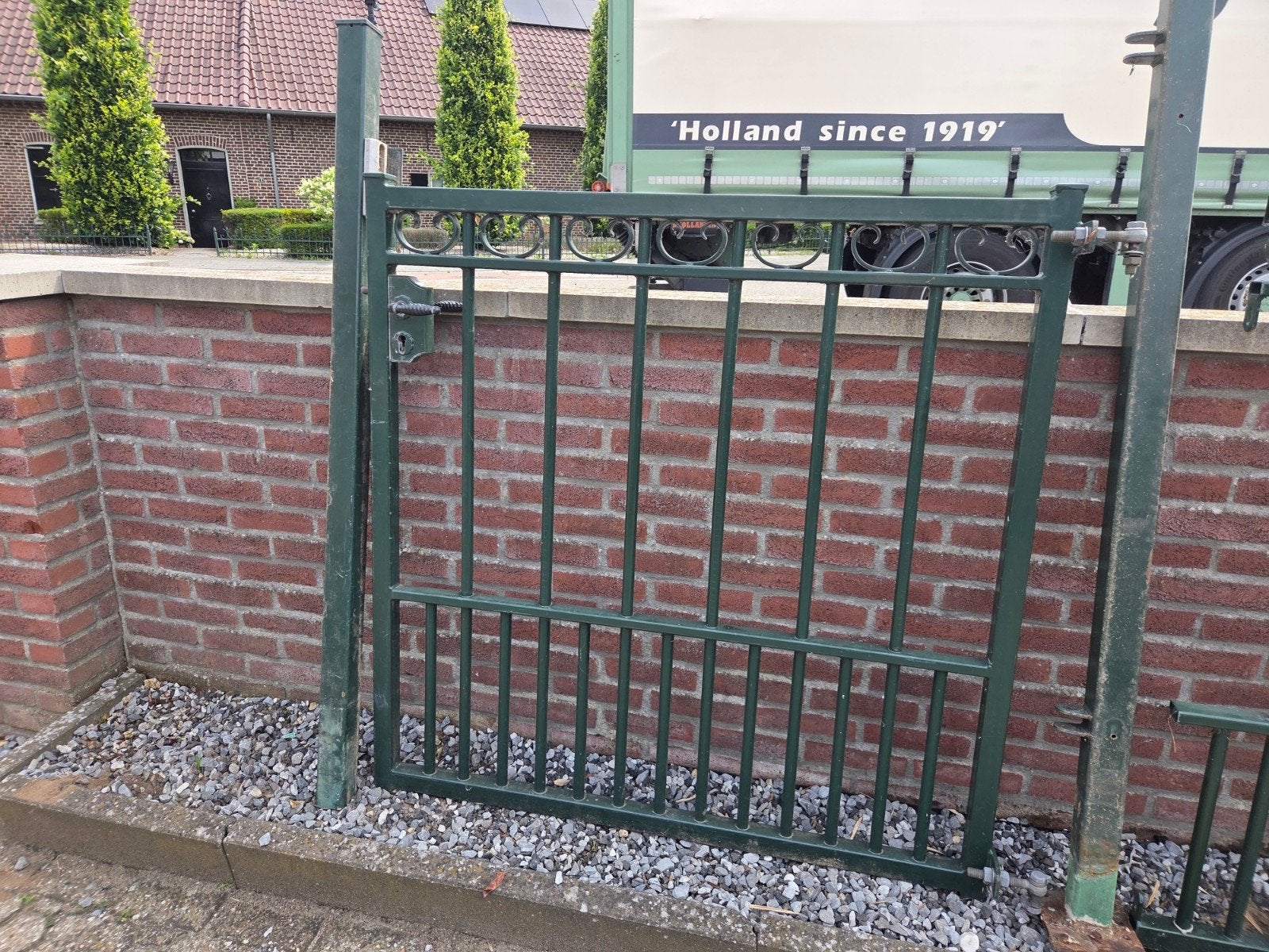 groen gepoedercoate poort + hek, Ophalen