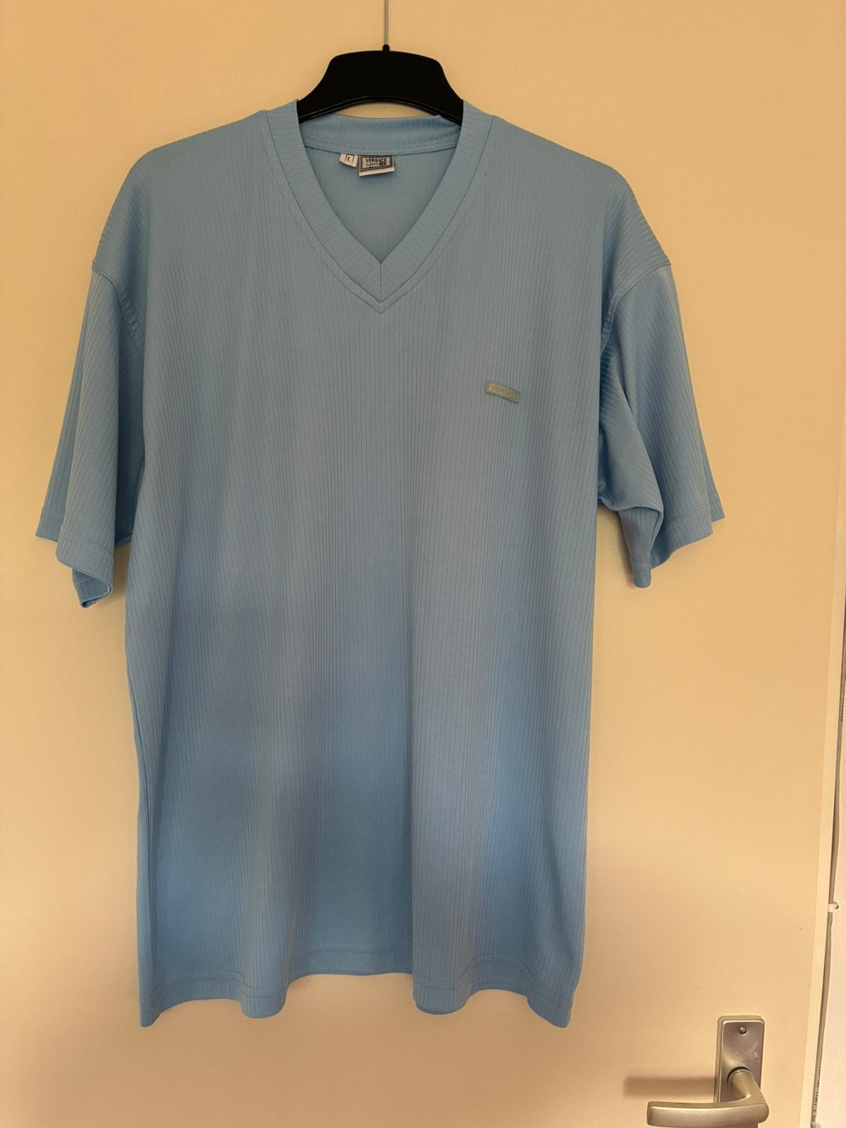 Keurig Shirt maat L Merk: Versace, Ophalen of Verzenden, Zo goed als nieuw, Blauw