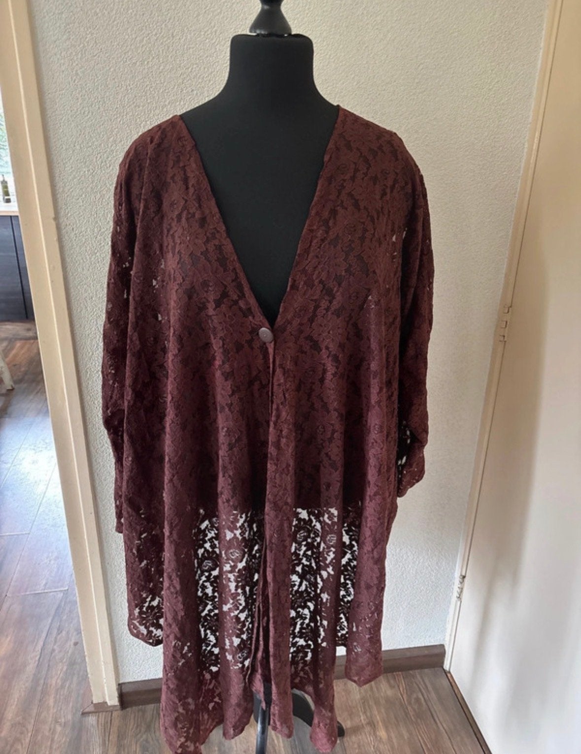 Yoek Kimono Bruin Kant Maat 58, Kleding | Dames, Ophalen of Verzenden, Zo goed als nieuw, Bruin, Overige typen