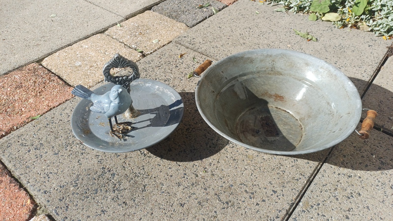 Vogelbadje en schaal Tuindecoratie Set, Ophalen of Verzenden