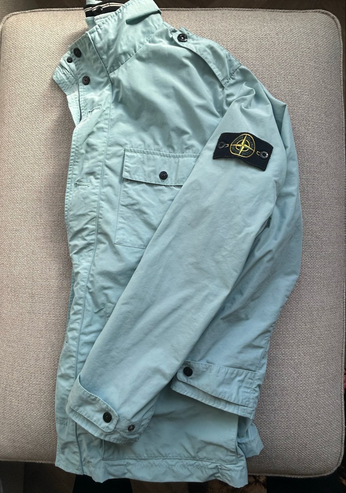 Stone Island Micro Reps Jas - Aqua Blauw - Maat XXL, Verzenden, Gedragen, Overige maten, Blauw
