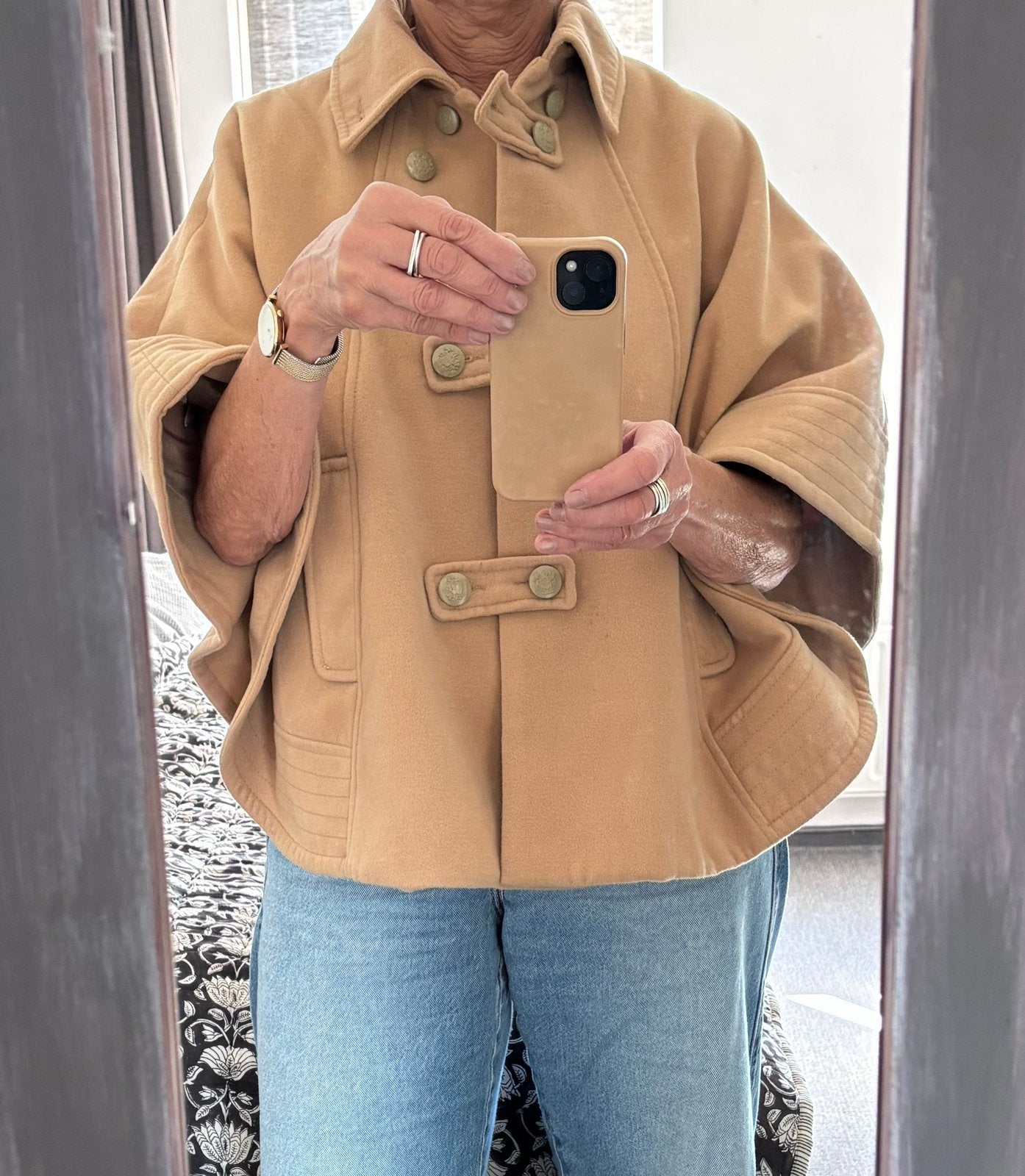 Warme Poncho mt S Camel merk Soaked, Ophalen of Verzenden, Zo goed als nieuw, Bruin