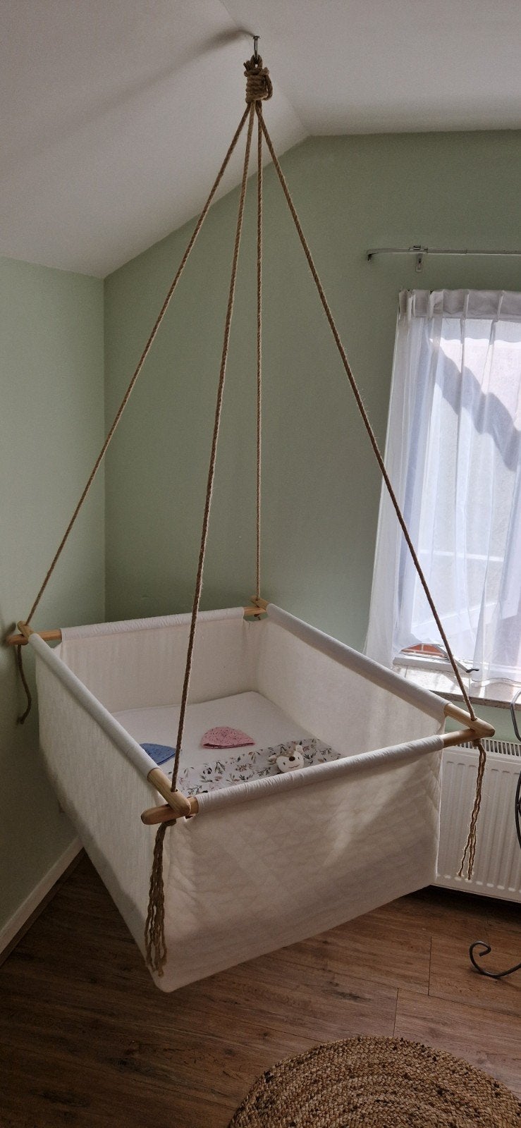 Hangende Tweelingwieg 90x70, Ophalen, Zo goed als nieuw, Box, Bedje of Wieg