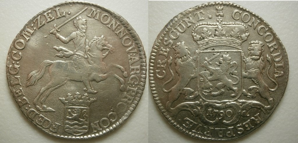 Zeeland ½ Dukaton of ½ Zilveren Rijder 1790, Vóór koninkrijk, Zilver, Ophalen of Verzenden, Losse munt
