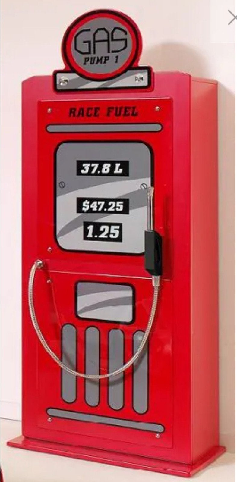 LUCEVI Benzinepomp Kleerkast - Rood - 50x40x141cm, Ophalen of Verzenden