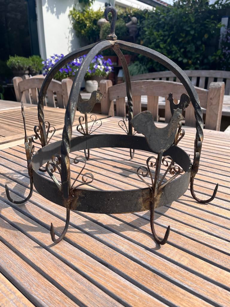 Decoratieve metalen hangmand met haakjes en vogels, Tuin en Terras, Ophalen, Gebruikt