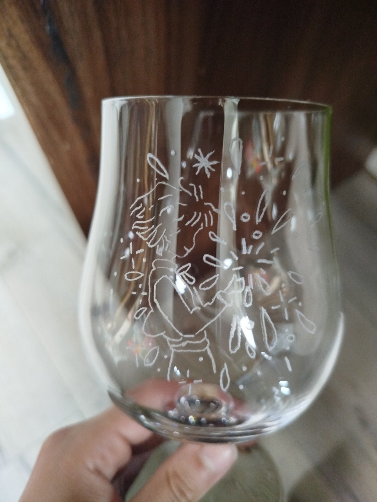 Handgemaakt bierglas Desing from howl's moving castle, Ophalen of Verzenden, Nieuw, Glas
