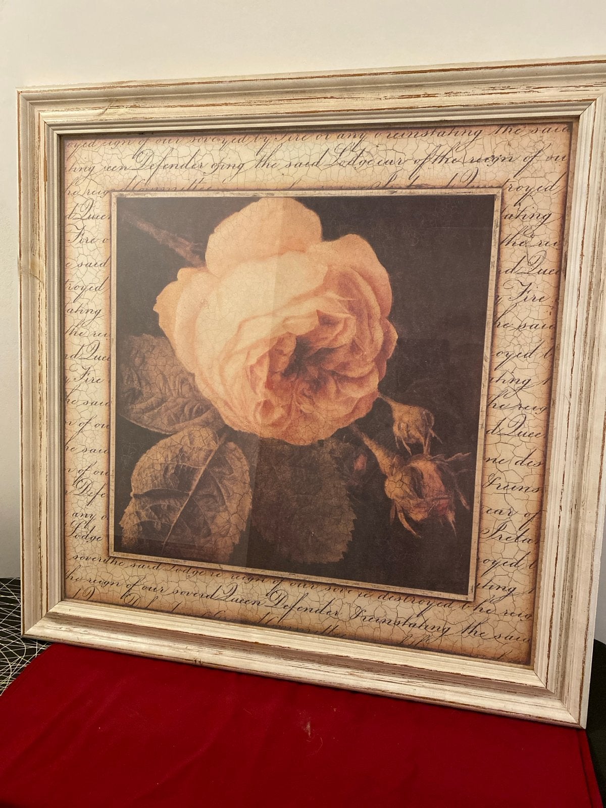 Schilderij met roos - Alleen ophalen, Gedateerd, Print, Papier, Vintage