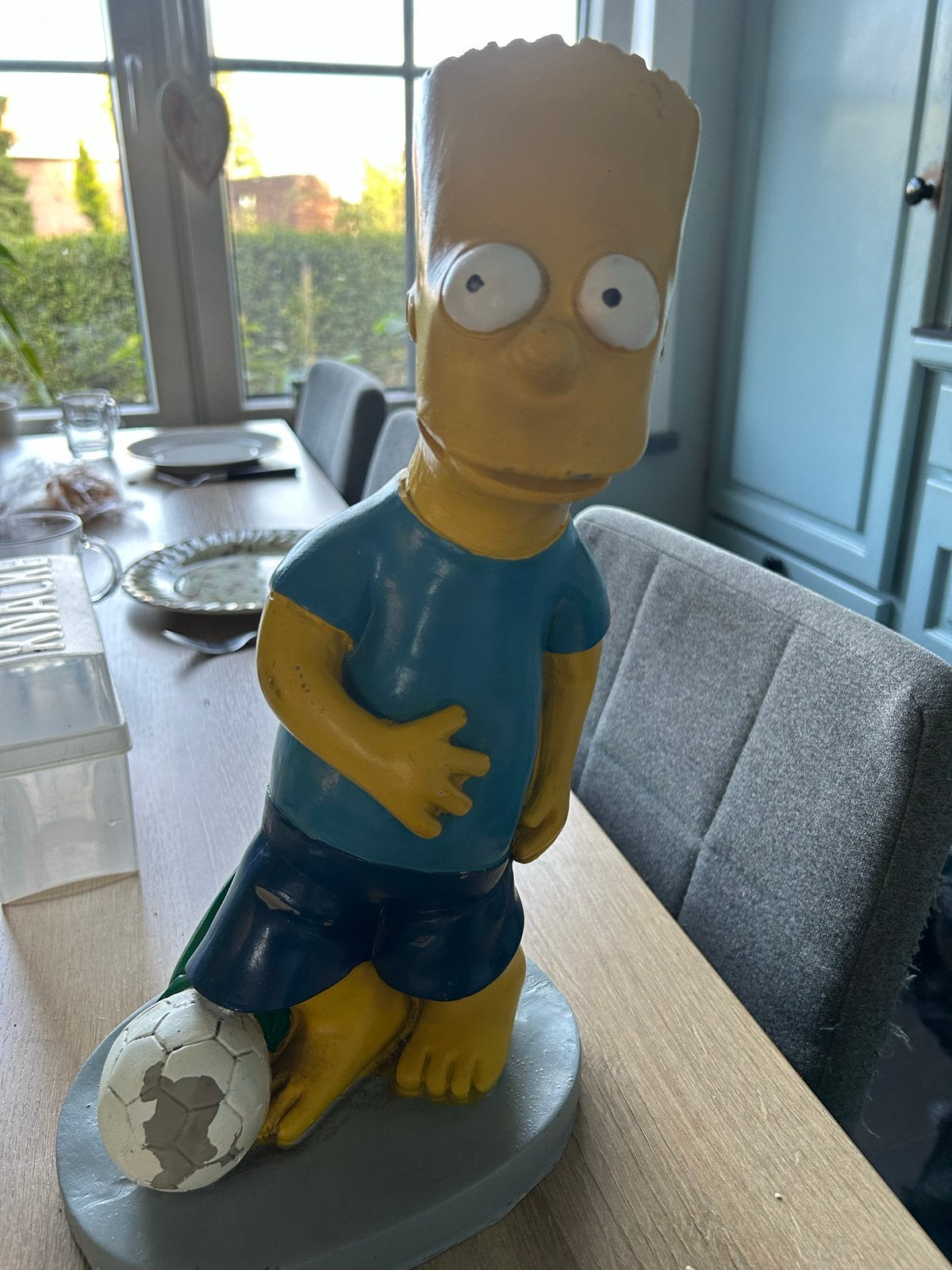 Bart Simpson beeld met voetbal - Vintage decoratie, Verzamelen, Poppetjes en Figuurtjes, Ophalen, Gebruikt
