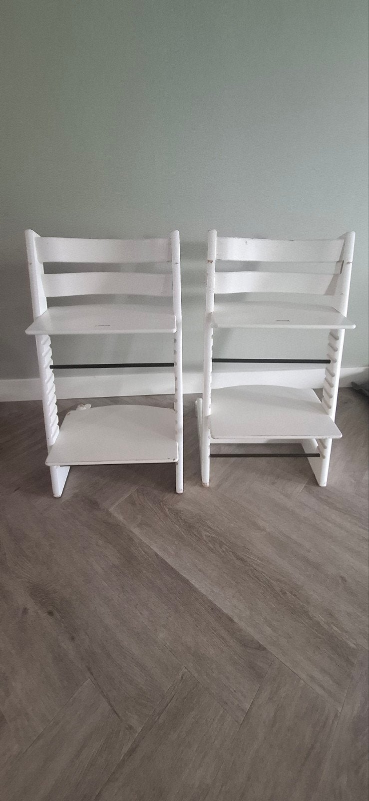 2x Stokke tripp trapp kleur wit, Ophalen, Gebruikt, Meegroeistoel, Aanschuifbaar
