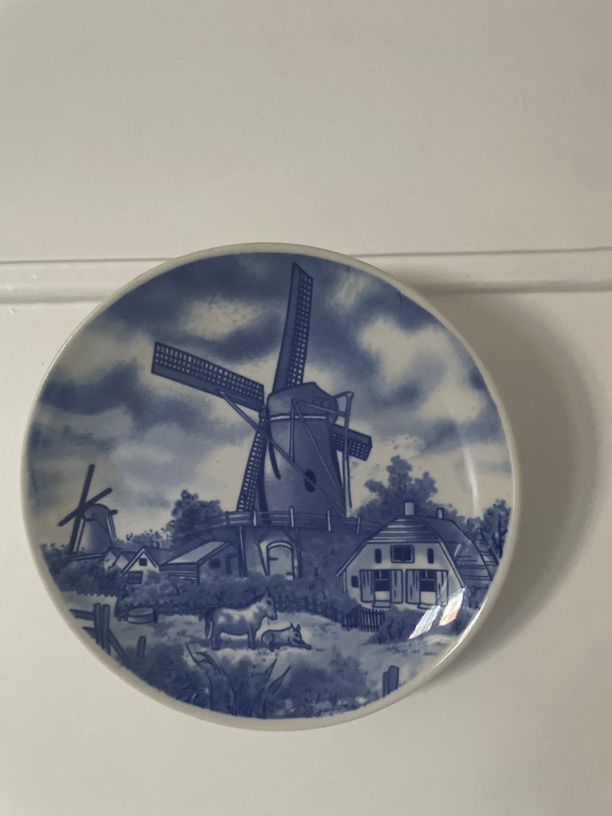 Delfts Blauw Sierbord met Molens en Koeien, Antiek en Kunst, Ophalen of Verzenden
