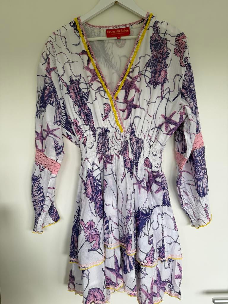 Place du Soleil jurk met zeedierenprint, maat M, Kleding | Dames, Maat 38/40 (M), Wit, Ophalen of Verzenden, Zo goed als nieuw