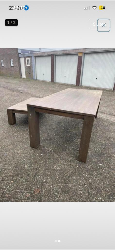 Eettafel EN salontafel Eikenhout, Ophalen, Gebruikt