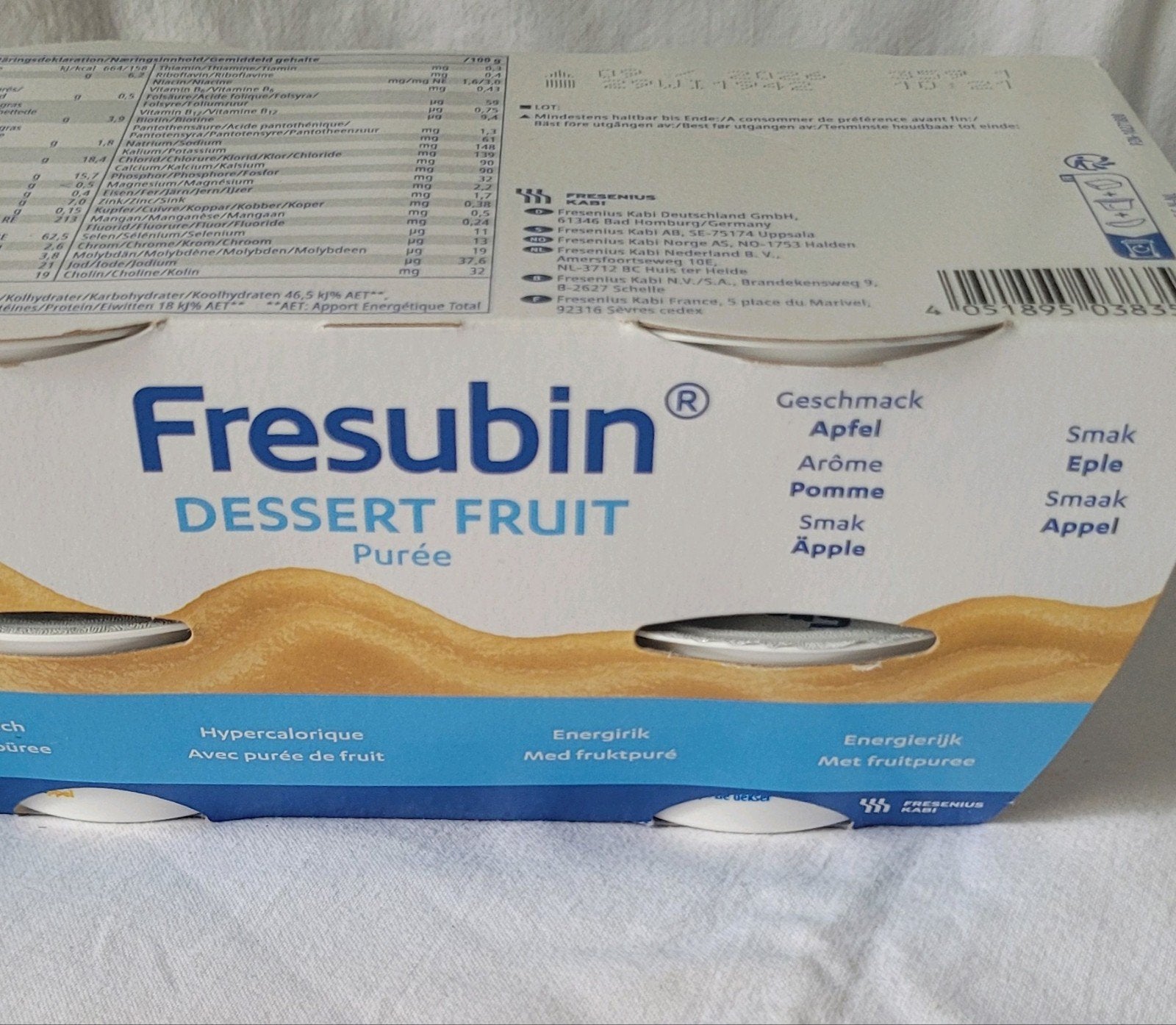 Fresubin dessert fruit 4x 125gr, Ophalen of Verzenden, Nieuw, Poeder of Drank