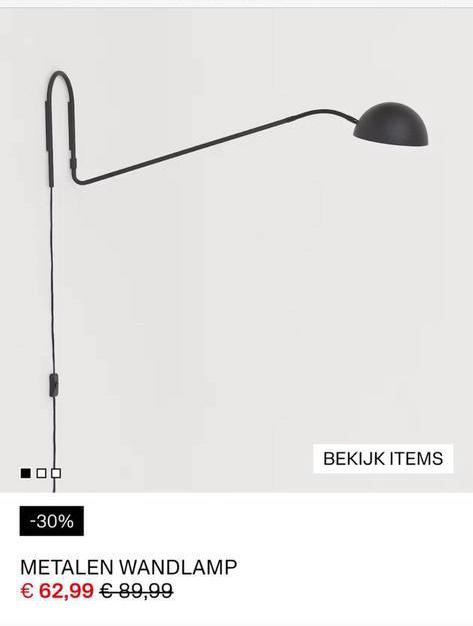 Metalen wandlamp H&M, Doe-het-zelf en Verbouw, Ophalen of Verzenden, Zo goed als nieuw, Kraan