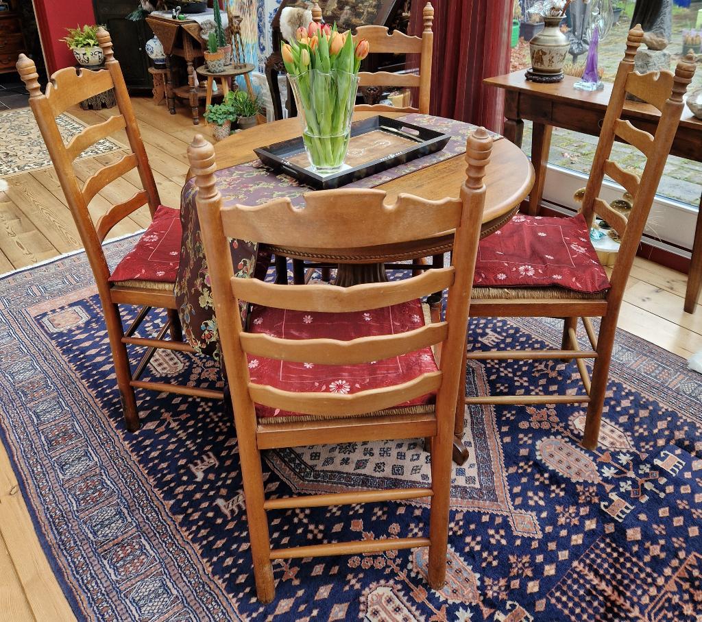 eetkamerstoelen, Huis en Inrichting, Stoelen, Gebruikt, Bruin, Hout, Vier