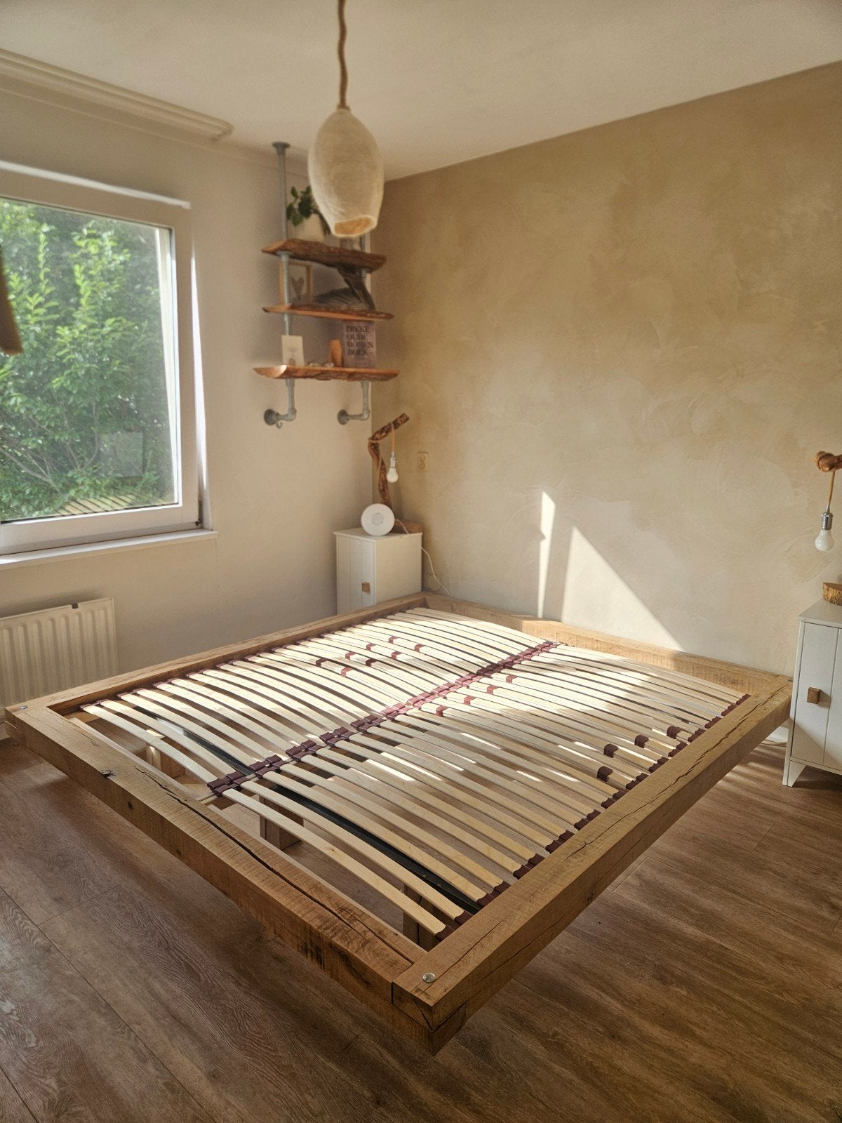 Eiken houten tweepersoonsbed (180x200), Huis en Inrichting, Ophalen, Bruin, Tweepersoons, Natuurlijk