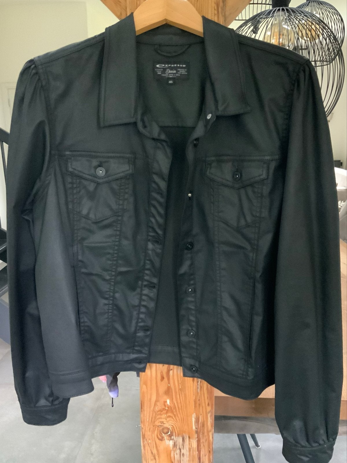 Expresso Zwart Jasje Maat 46 met Coating en Pofmouwtjes, Kleding | Dames, Expresso, Zwart, Maat 46/48 (XL) of groter, Ophalen of Verzenden