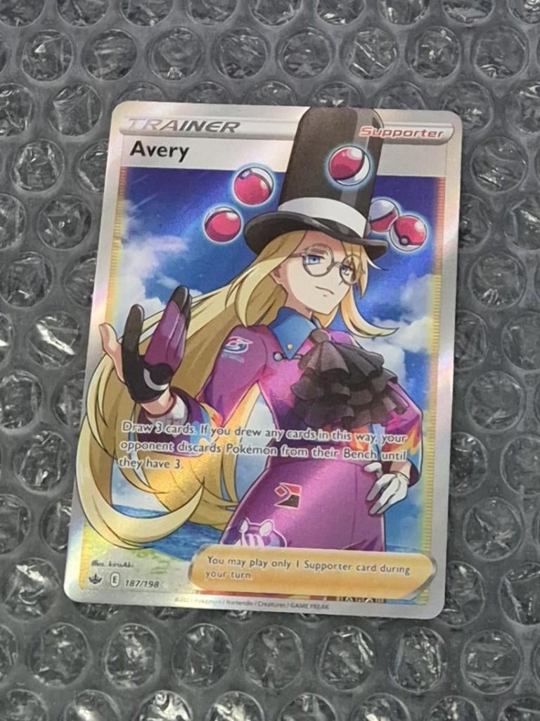 Full Art Trainer Avery 187/198 Chilling Reign Sword & Shield, Ophalen of Verzenden, Zo goed als nieuw, Losse kaart, Foil