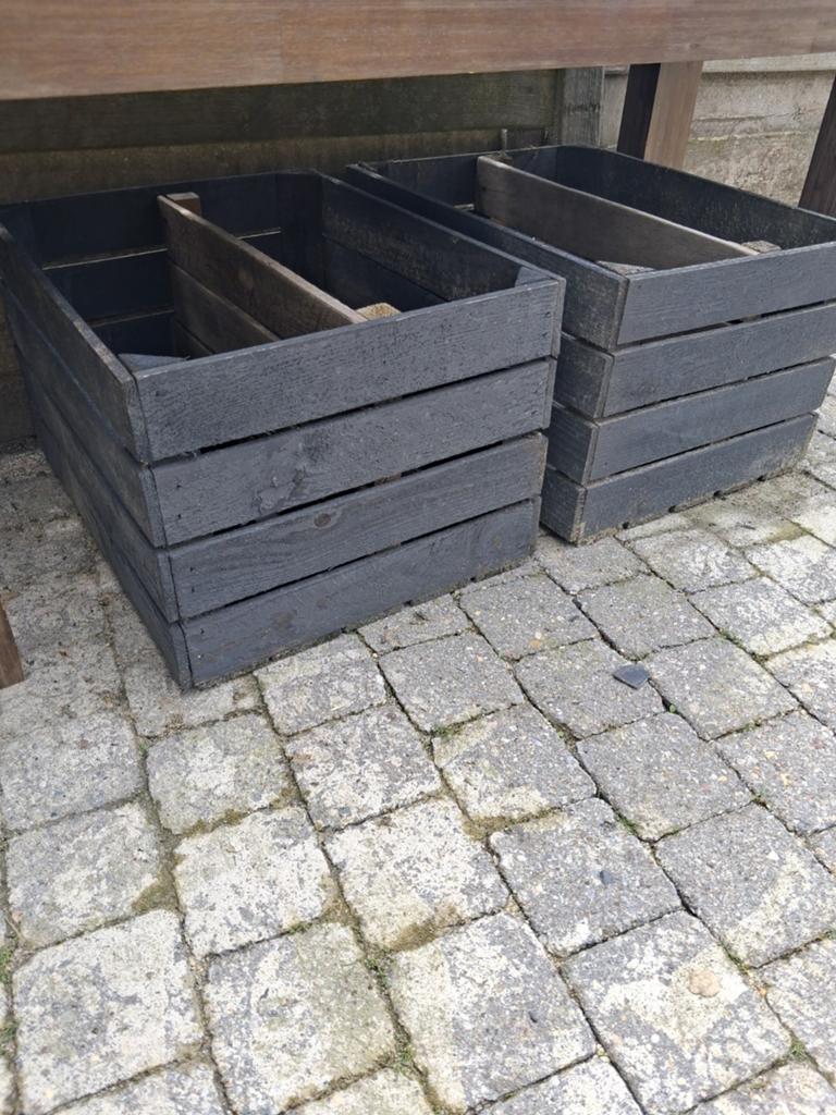 2 houten kisten, Tuin en Terras, Ophalen, Rechthoekig, Hout